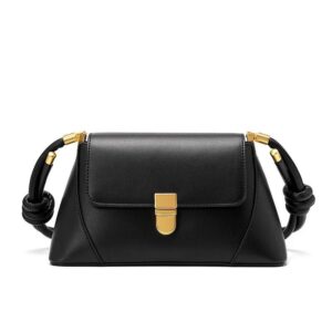 Minimalist Black Leather Crossbody Bag